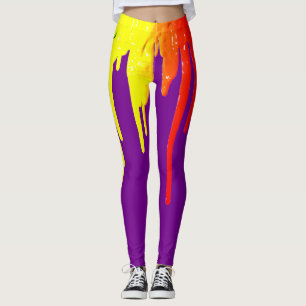 Leggings Paleta de la pintura del goteo, púrpura, colores