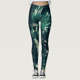 Leggings Palidezca - las polainas verdes de la hoja de la