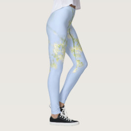 Leggings Pálido Pastel Azul cielo azul Flores salvajes prad