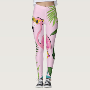 Leggings Palm Flamingo deja diseño tropical