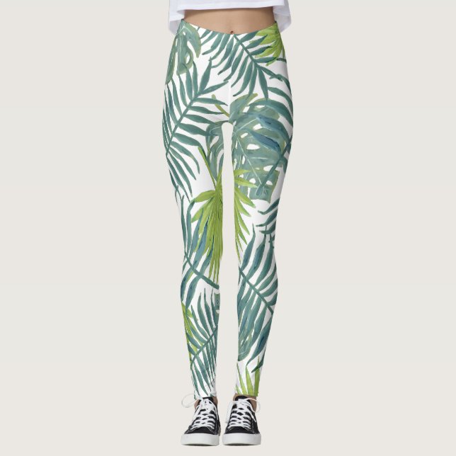 Leggings Palm Tree Fronds Pintando Hawaian (Anverso)