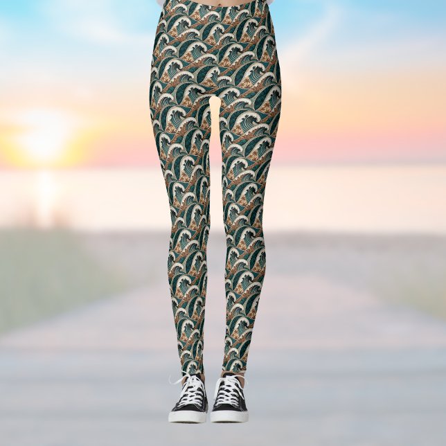 Leggings Palm Trees Ondas Polinesias Playa Vintage Verde (Subido por el creador)