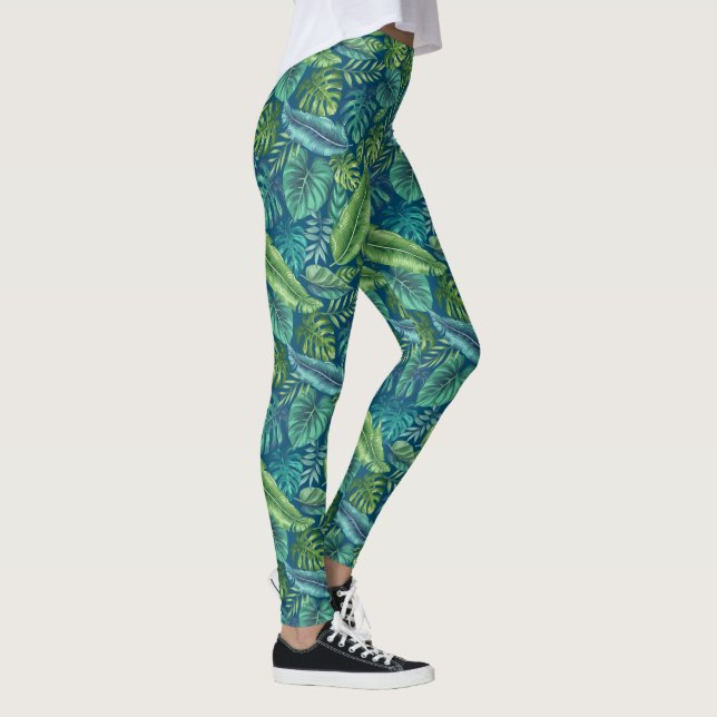 Leggings Palm tropical verde y Verde azulada Banana Monster (Derecha)
