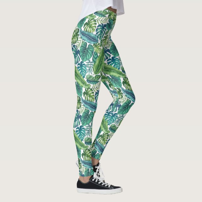 Leggings Palm tropical verde y Verde azulada Banana Monster (Derecha)