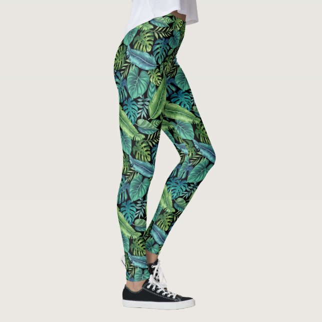 Leggings Palm tropical verde y Verde azulada Banana Monster (Derecha)