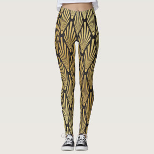Leggings Palmas Art Deco: Oro Negro.