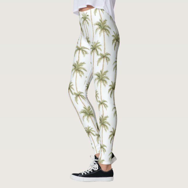 Leggings Palmeras blancas verdes tropicales (Izquierda)