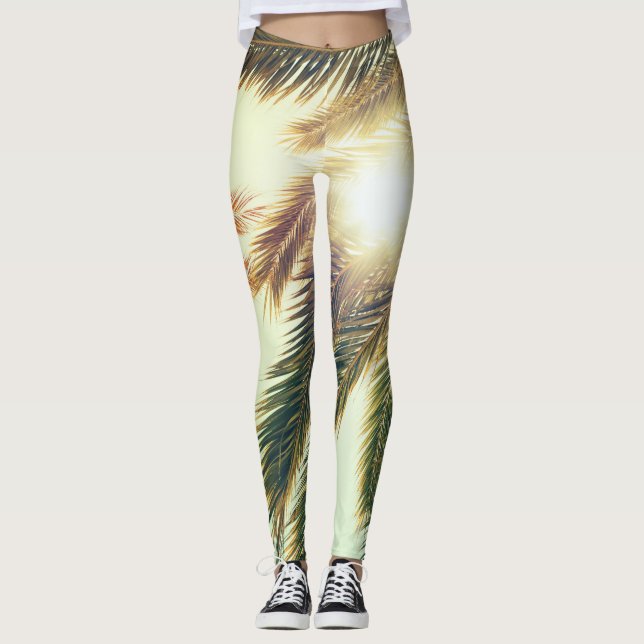 Leggings Palmeras, Cielo Tonado Vintage. (Anverso)