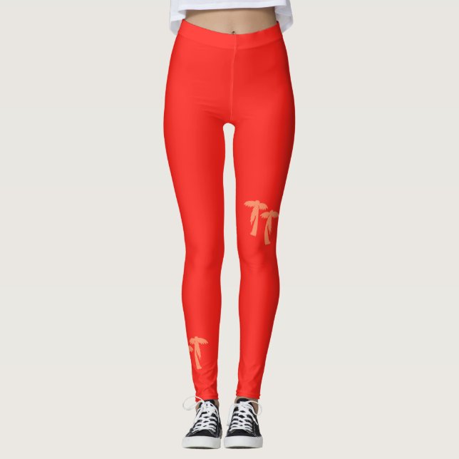 Leggings Palmeras de moda - Rojo (Anverso)
