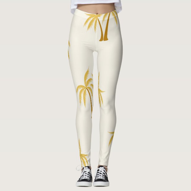 Leggings Palmeras de Oro: Textil Tropical. (Anverso)