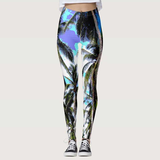 Leggings Palmeras en un diseño posterizado (Anverso)