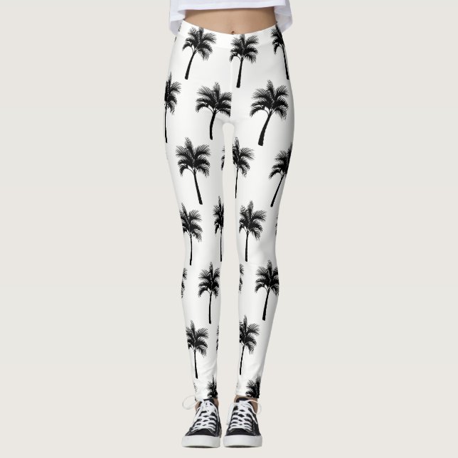 Leggings Palmeras negras tropicales (Anverso)