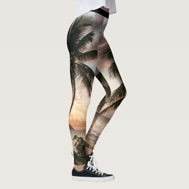 Leggings Palmeras Tropicales de Amanecer Caribe USVI (Derecha)