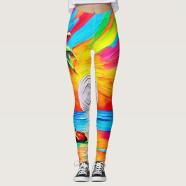 Leggings Palmeras y pintura de fondo de sol