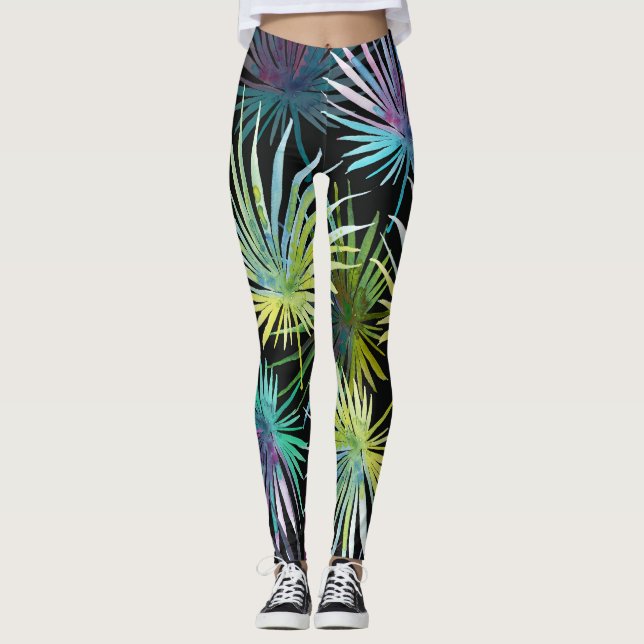 Leggings Palmilla exótica deja acuarela (Anverso)