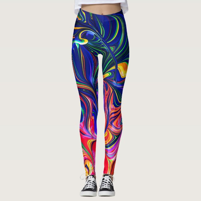 Leggings Palo de brillo trippy con girasol arco iris (Anverso)