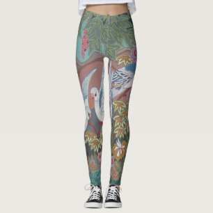 Leggings Palomas estilizadas en un jardín floreciente