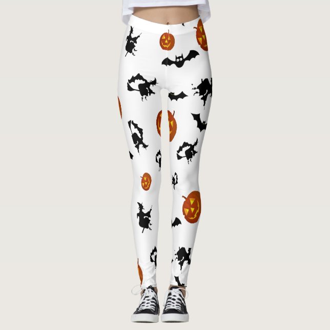 Leggings Palos de Halloween, calabazas y polainas de las (Anverso)