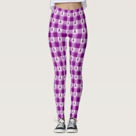 Leggings Pancreatic Cancer Awareness Plaid Purple Ribbon