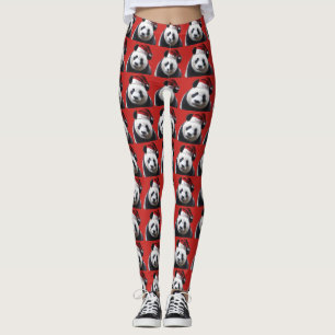 Leggings Panda Bear Santa Claus