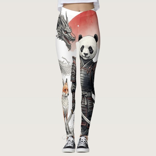 Leggings Panda Samurai & Mythical Warriors Fantasy Art (Anverso)