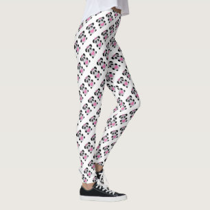 Leggings Pandas con corazones rosados