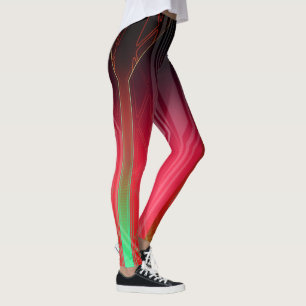 Leggings Panel de ciencia ficción verde y rojo holográfico