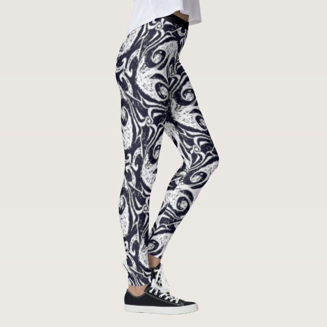 Leggings Paneles de yoga vivos en blanco y negro (Derecha)