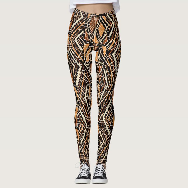 Leggings Paño africano vibrante del fango (Anverso)