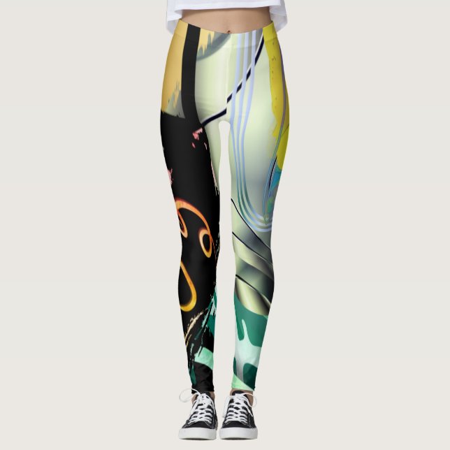 Leggings Panorama curvado irregular de formas y objetos (Anverso)