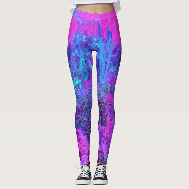 Leggings Panorama impresionista Trippy de rosa Caliente y A (Anverso)