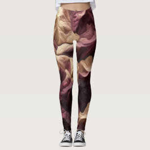 Leggings Panorama Topográfico Borgoña Tan Abstracto