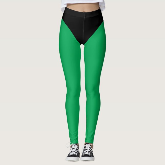 Leggings Panorámica de superhéroes negros y verdes (Anverso)