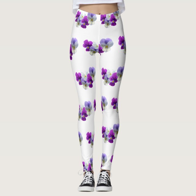 Leggings Pansies 5 Flores Patrón Leging (Anverso)