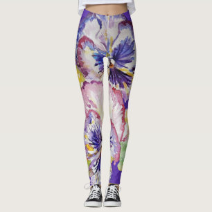 Leggings Pansy púrpura gran pansy Flor floral