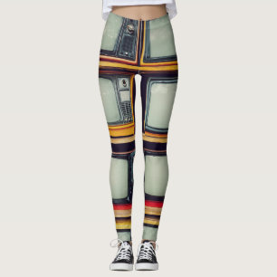 Leggings Pantalla en blanco de la vieja retro de televisión