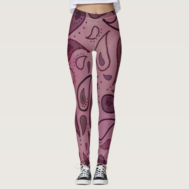 LEGGINGS PANTALLOS BOHEMIAN BOHO PINK PAISLEY YOGA (Anverso)