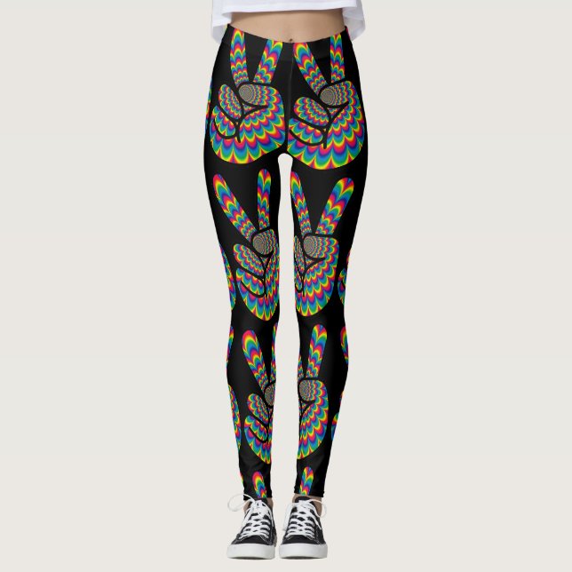 LEGGINGS PANTALLOS DE YOGA DE SEÑAL DE PAZ HIPPIE (Anverso)