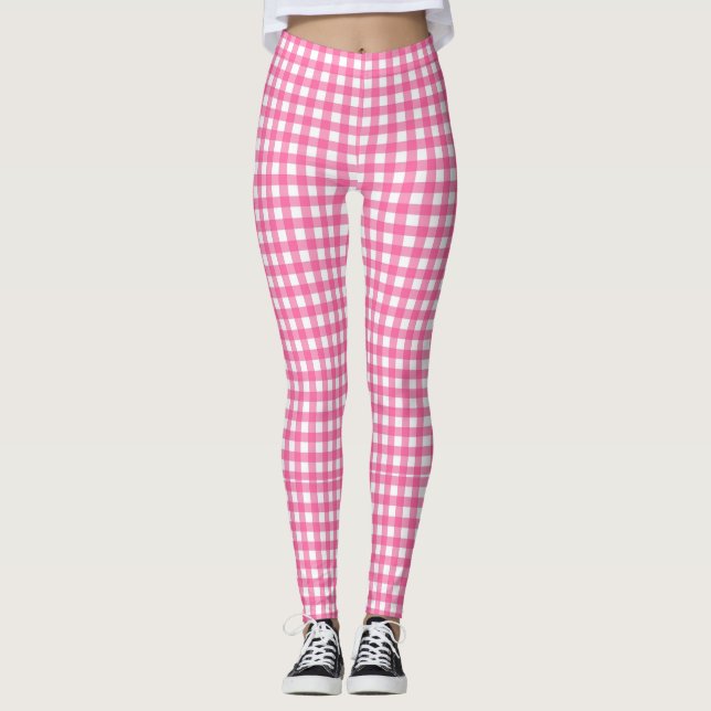 Leggings Pánticos rosas de Gingham (Anverso)