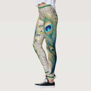 Leggings Pañuelas de encaje y pavo real boho