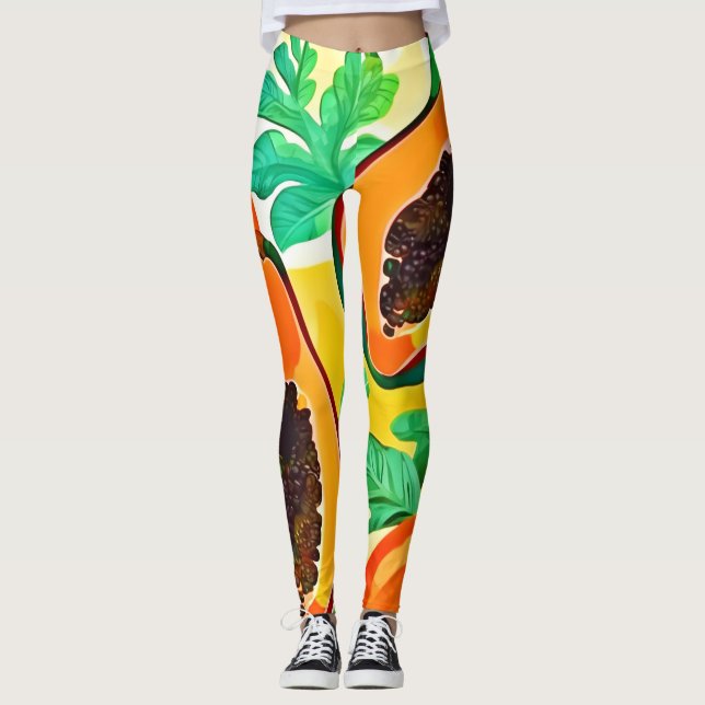 Leggings Papaya tropical pop Art (Anverso)