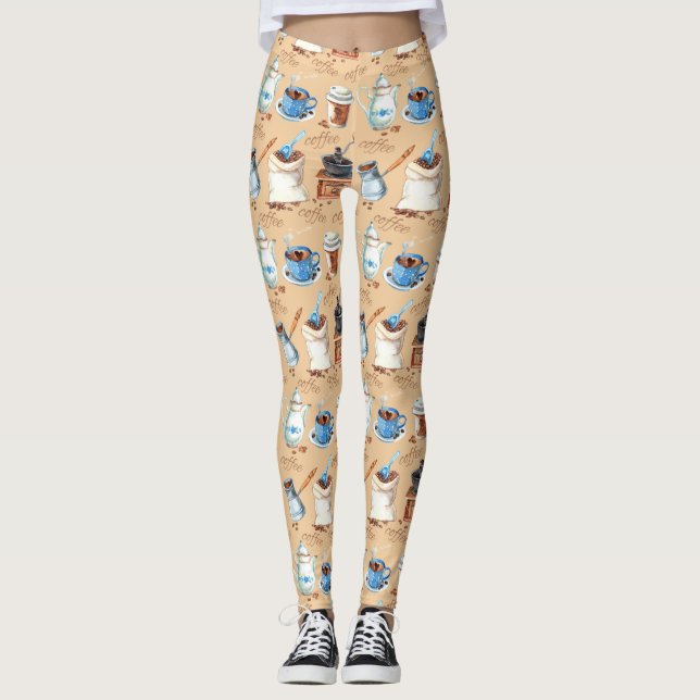 Leggings Papel de envolvimiento de café acuarela (Anverso)