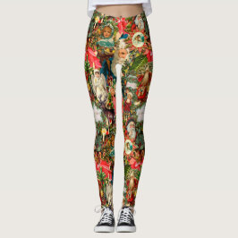 Leggings Papel de envolvimiento de Navidad victoriano