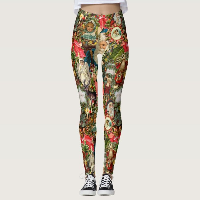 Leggings Papel de envolvimiento de Navidad victoriano (Anverso)