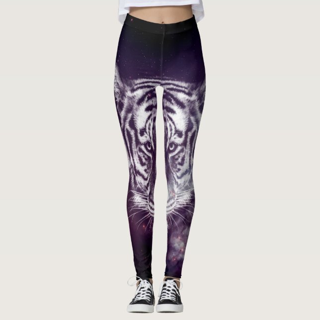 Leggings Papel de fondo de escritorio Galaxy Tiger Face (Anverso)