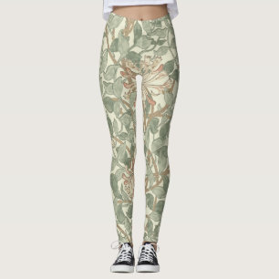 Leggings Papel de fondo floral de Honeysuckle William Morri