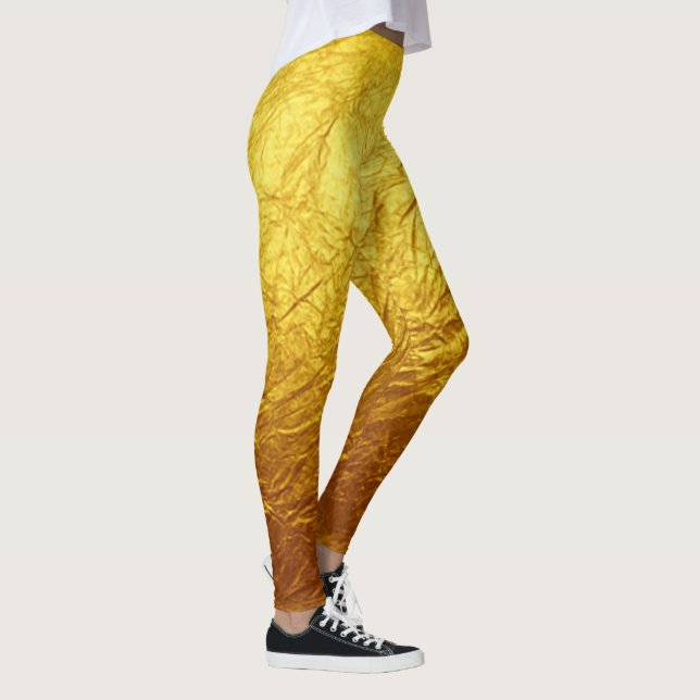 Leggings Papel de oro puro Patrón + tu texto / foto (Derecha)