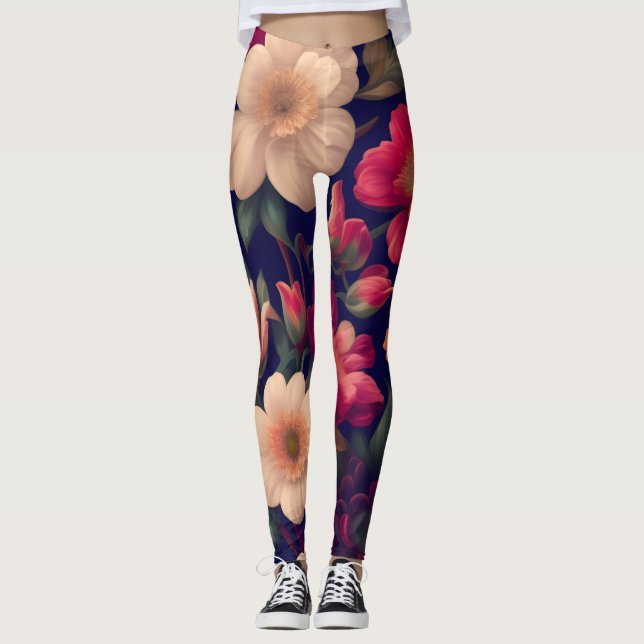 Leggings Papel de pared con motivos florales (Anverso)