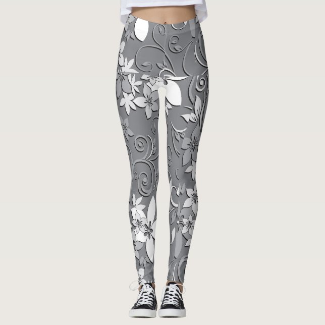 Leggings Papel de pared de flores 2 (Anverso)