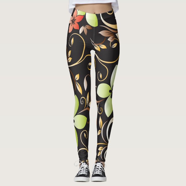 Leggings Papel de pared de flores 4 (Anverso)